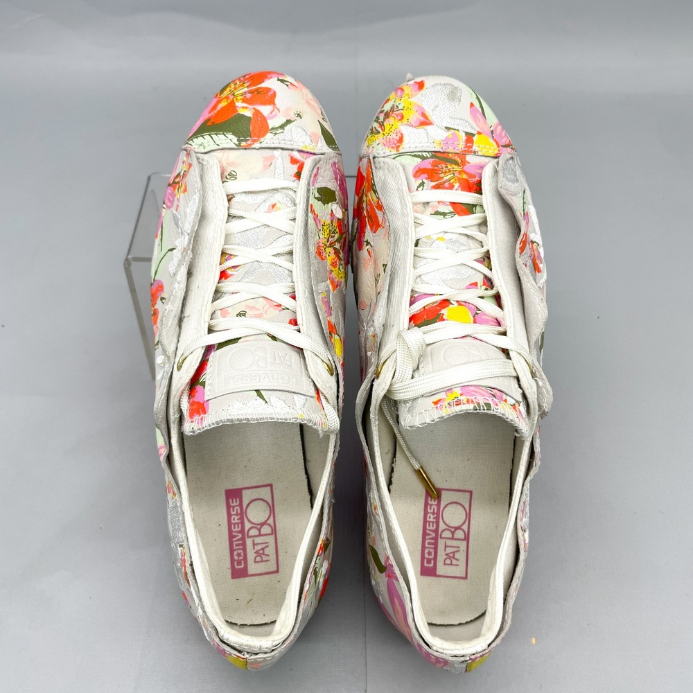 Converse PatBo Womens 8 Chuck Taylor All Star CTAS Floral Leather Sneakers Shoes - Picture 7 of 12